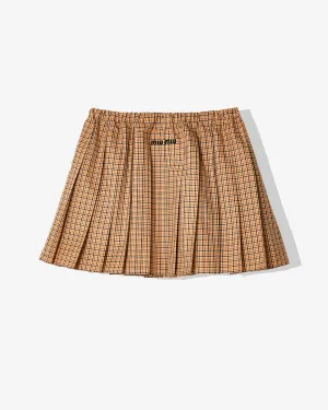 Miu Miu - Women's Checked Mini Skirt - (Cord)