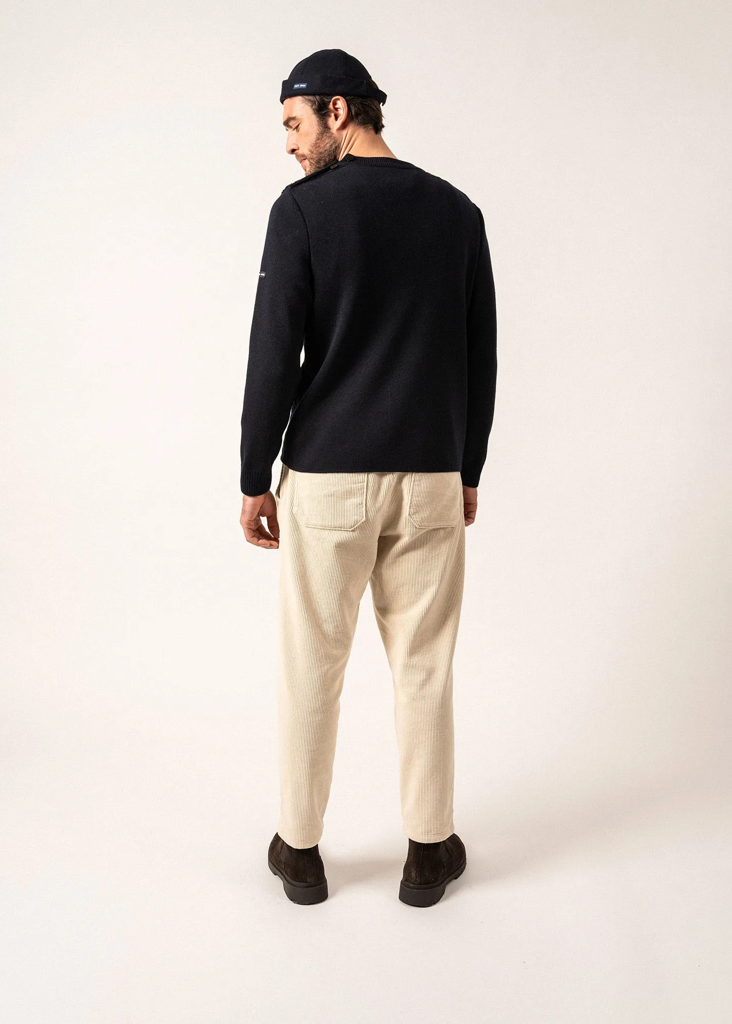 Moirans Wool Sailor Jumper - with structured knit details (NAVY)