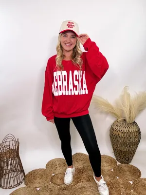 Nebraska Corded Oversized Pullover in Red