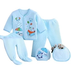 Newborn Baby Boys Girls ( 5pcs/set) Infant Underwear Set Unisex Clothing Suit (Random Color)