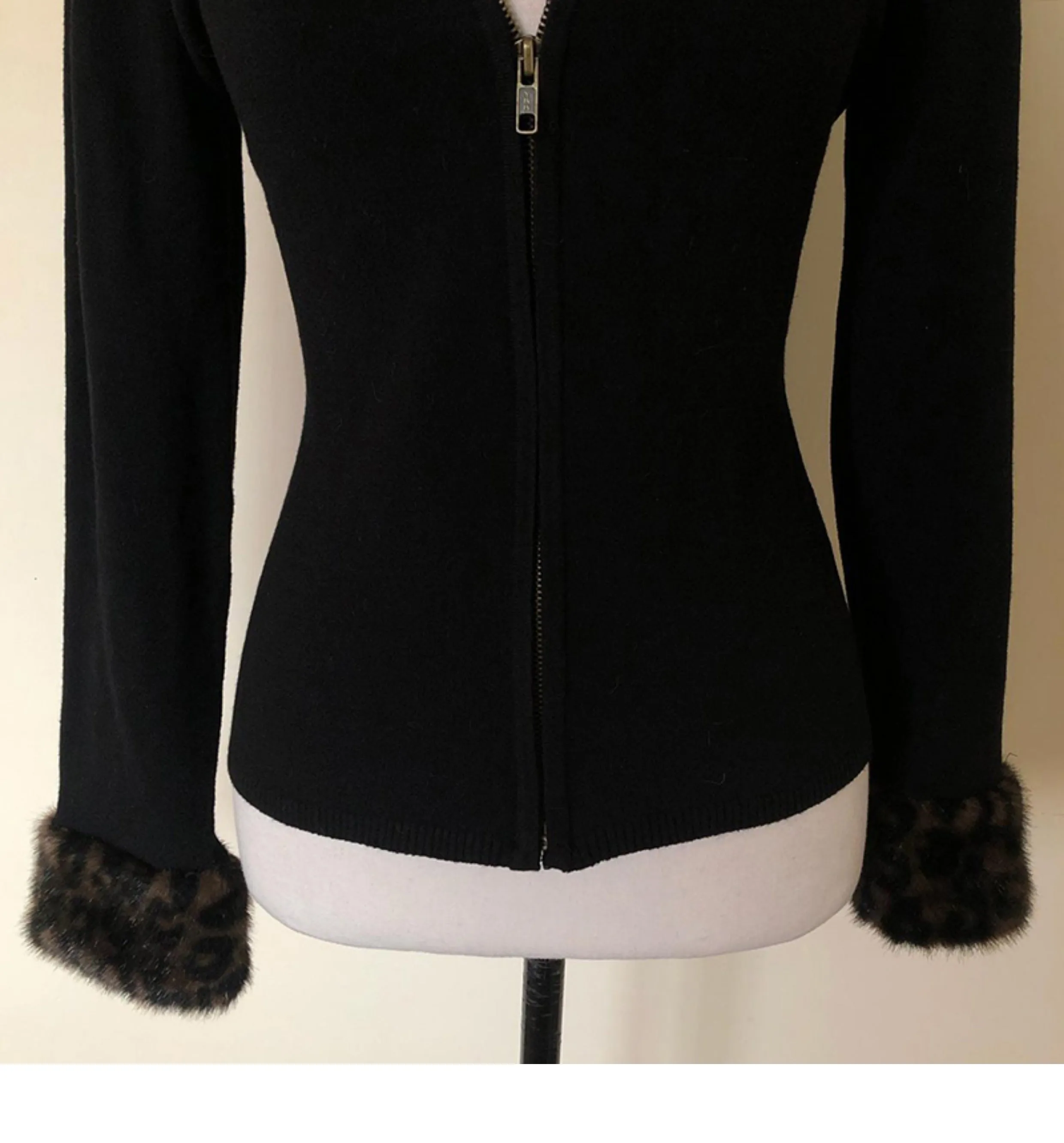 Original black fur collar jacket for women