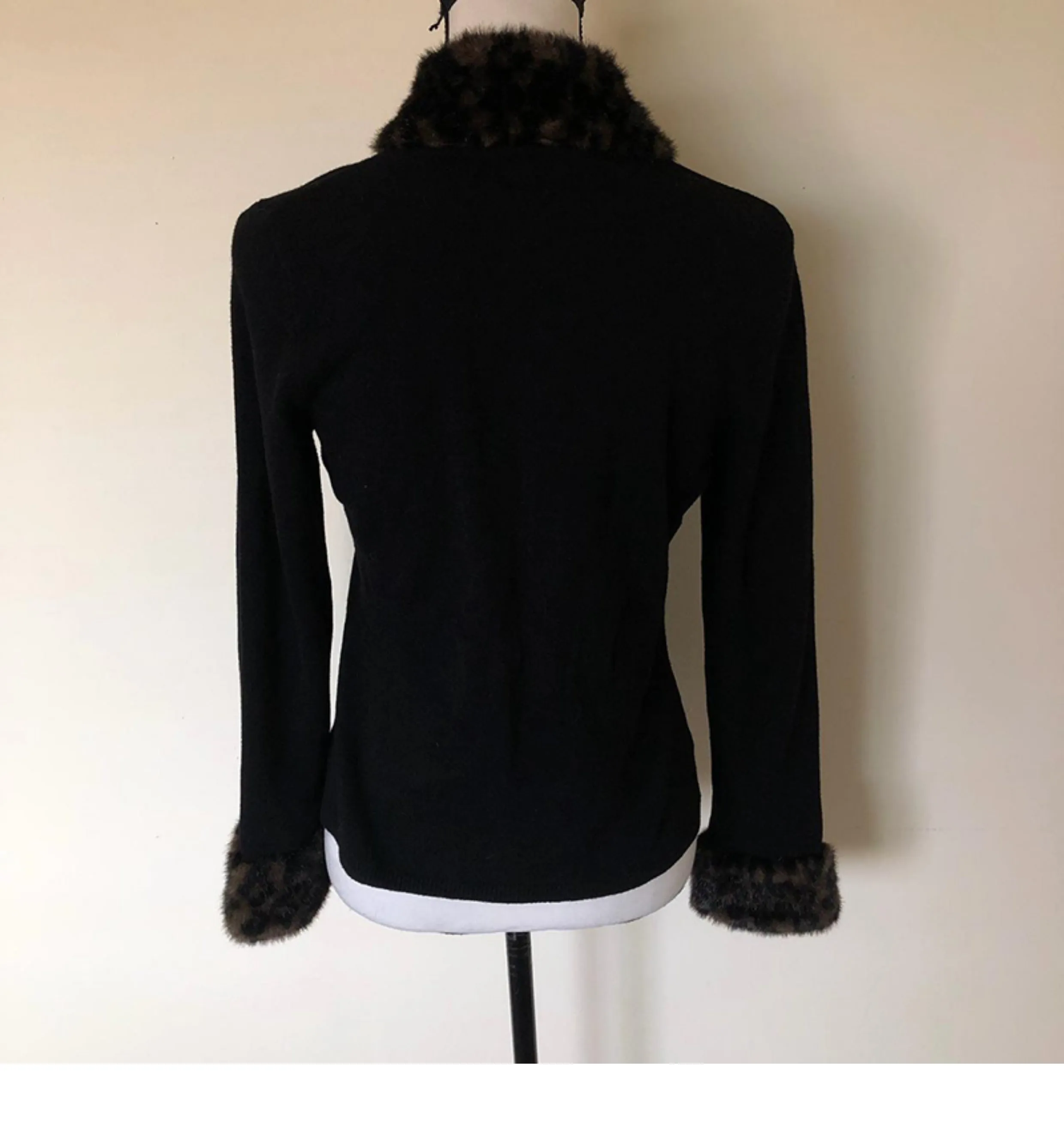 Original black fur collar jacket for women