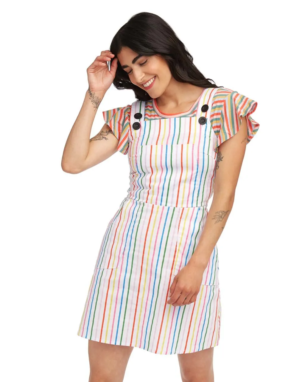 Overall Dress - Rainbow Stripe