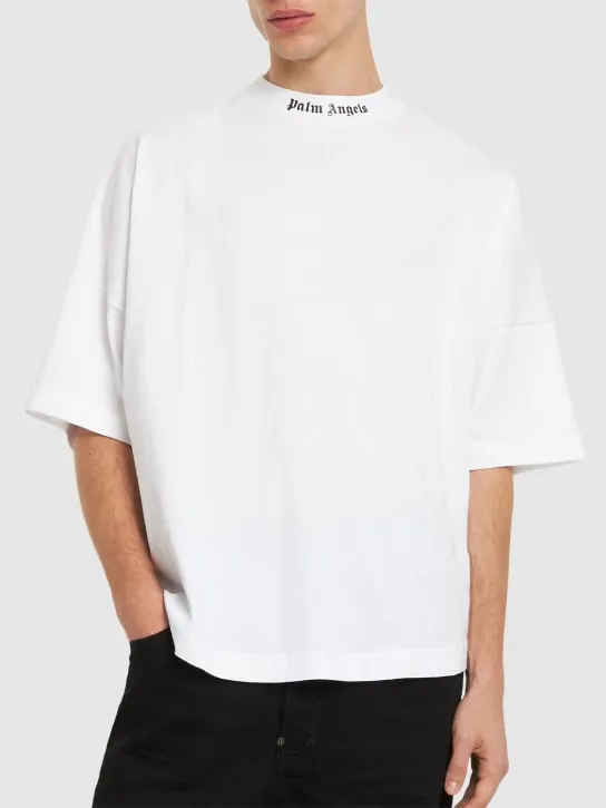 Palm Angels   Logo print over cotton jersey t-shirt 