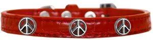 Peace Sign Widget Croc Dog Collar Red Size 14