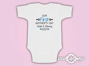 Personalised Our First Mothers Day Baby Kids 2021 Body Suit Vest Boy