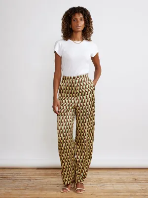 Phoenix Chocolate Tile Print Satin Trousers