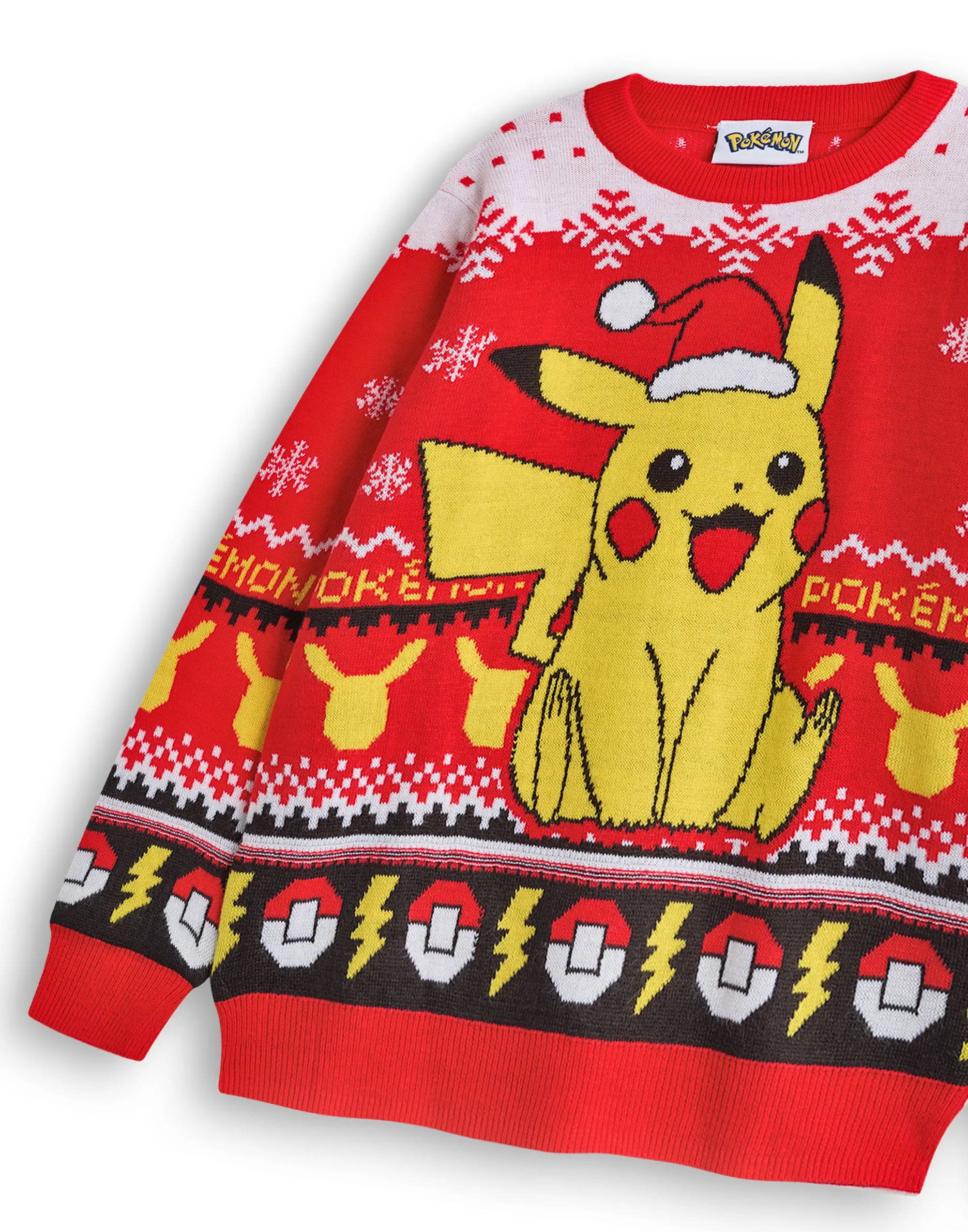 Pokemon Pikachu Boys Red Christmas Jumper