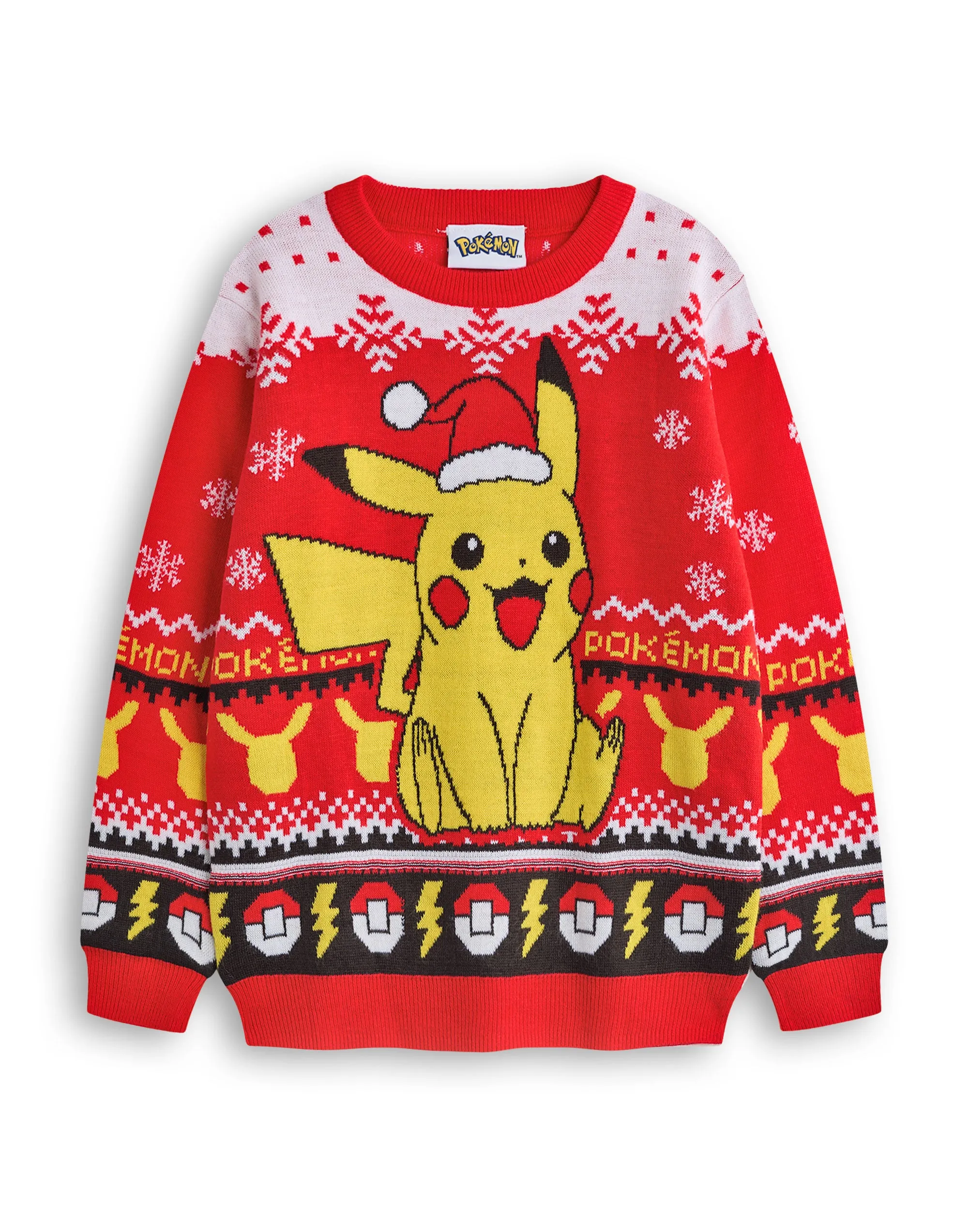 Pokemon Pikachu Boys Red Christmas Jumper