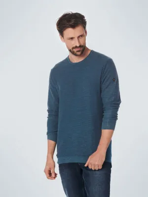 Pullover Crewneck Relief Garment Dyed   Stone Washed | Carbon Blue