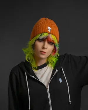 Pumpkin Orange | Ghostie Embroidered & Reversible Knit Beanie