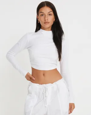 Quelia Open Back Crop Top in White