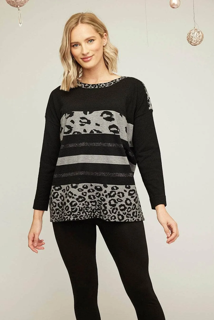 Saloos Animal Printed Colour Block Jumper