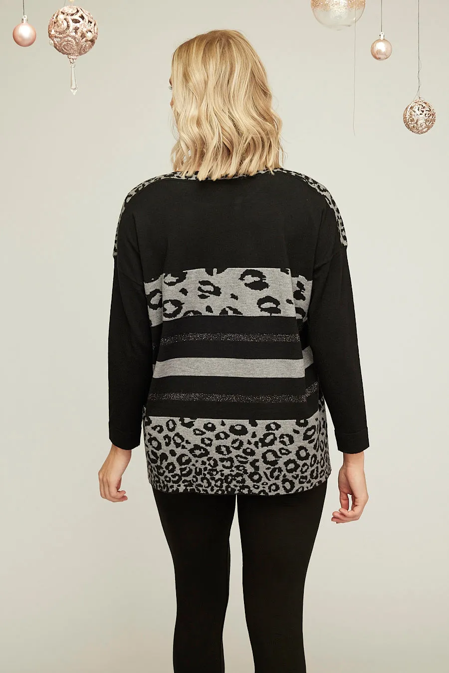 Saloos Animal Printed Colour Block Jumper