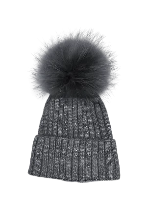 Serena Wool Hat with Detachable Fox Fur Pompom