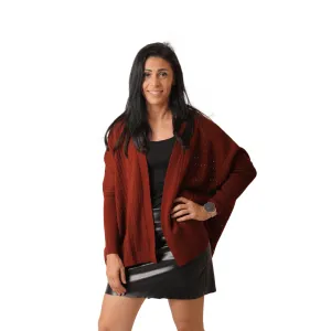 Short knitted wool blend Cardigan - Brown