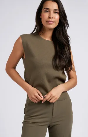 Sleeveless sweater in dark green