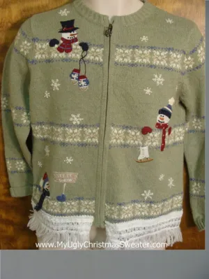 Snowmen Having Winter Fun Ugly Xmas Sweater