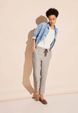 Street One 28" High Waist Lightweight Seersucker trousers in Beige or Blue 377583