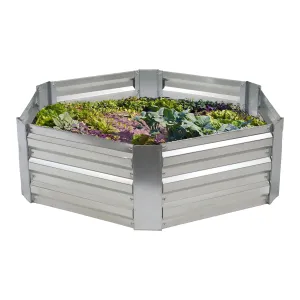 Sunnydaze Galvanized Steel Hexagon Raised Garden Bed - 12.25" H