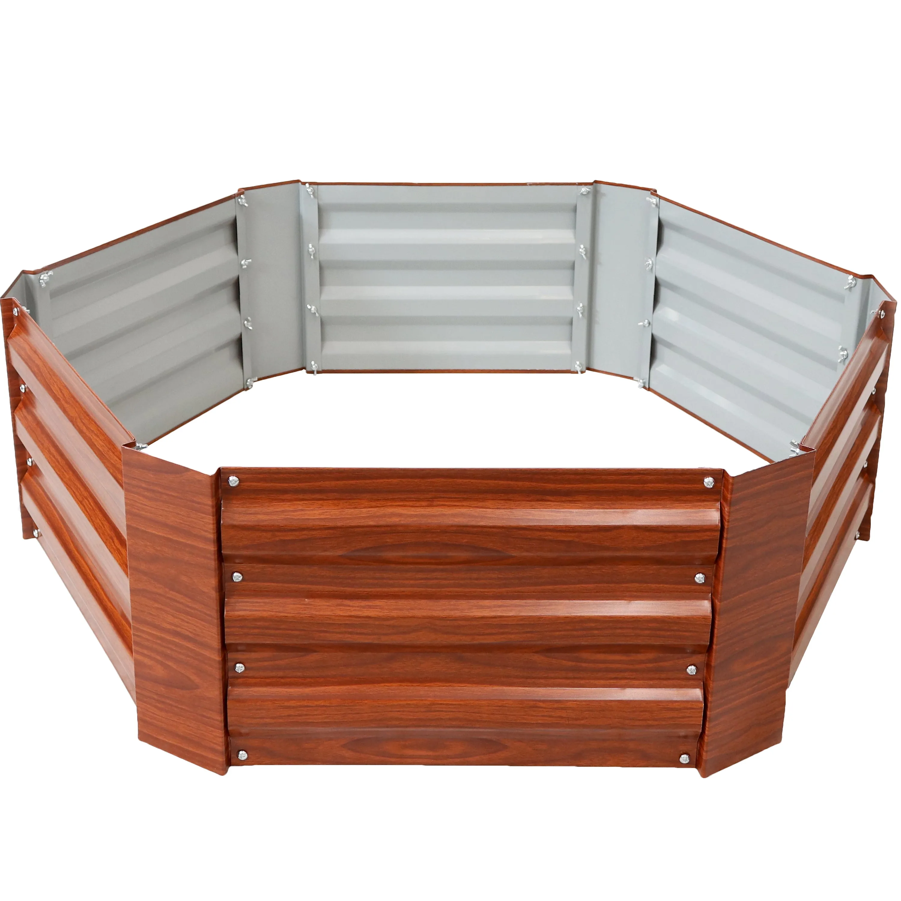 Sunnydaze Galvanized Steel Raised Garden Bed - Hexagon - 40.5"