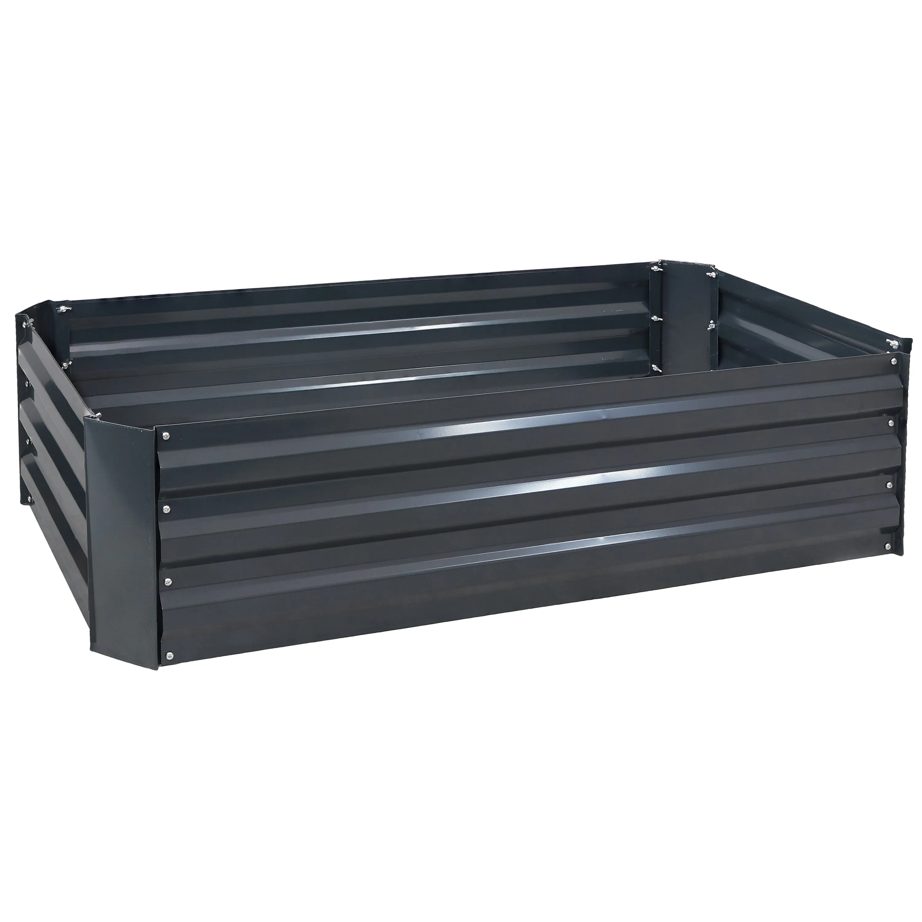 Sunnydaze Galvanized Steel Raised Garden Bed - Rectangle - 48"