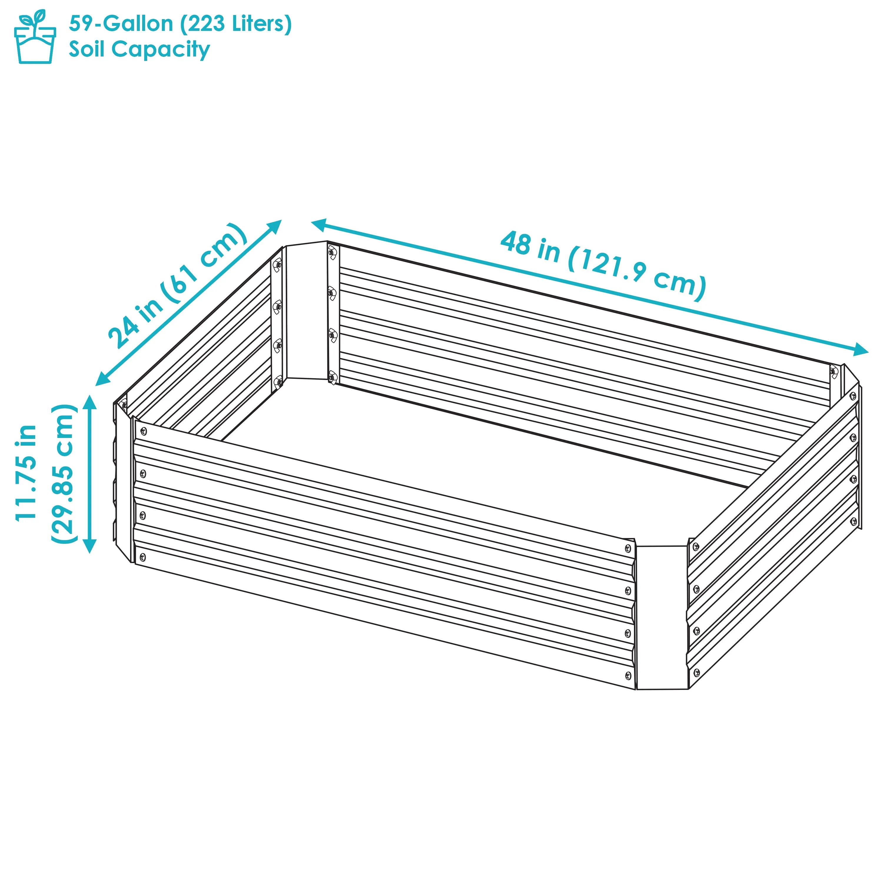 Sunnydaze Galvanized Steel Raised Garden Bed - Rectangle - 48"