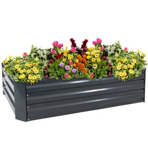 Sunnydaze Galvanized Steel Raised Garden Bed - Rectangle - 48"