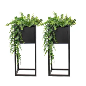 Sunnydaze Modern Simplicity Metal Planter Boxes with Legs - Set of 2