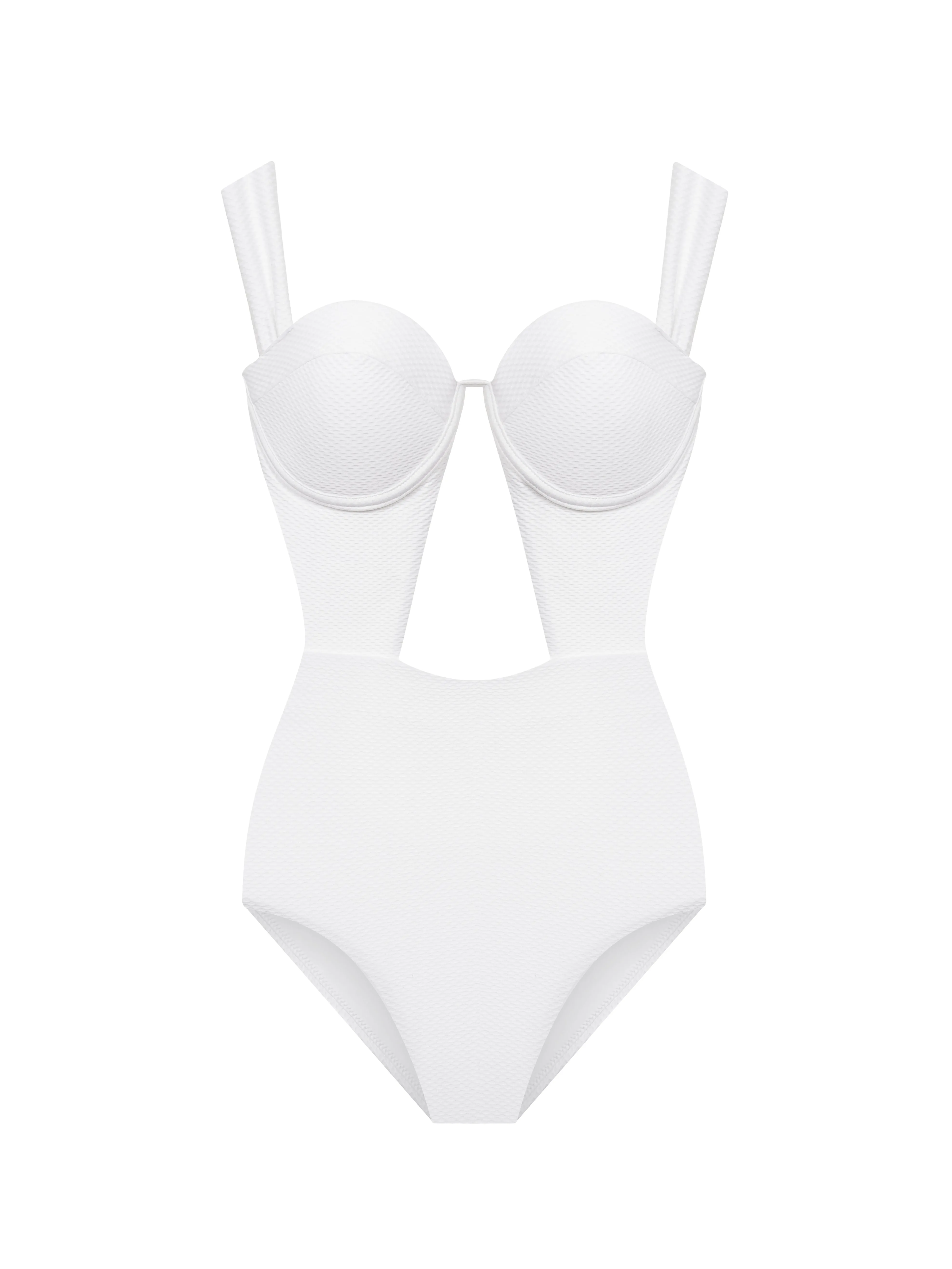 The Bustier Bodysuit - Ivory Honeycomb