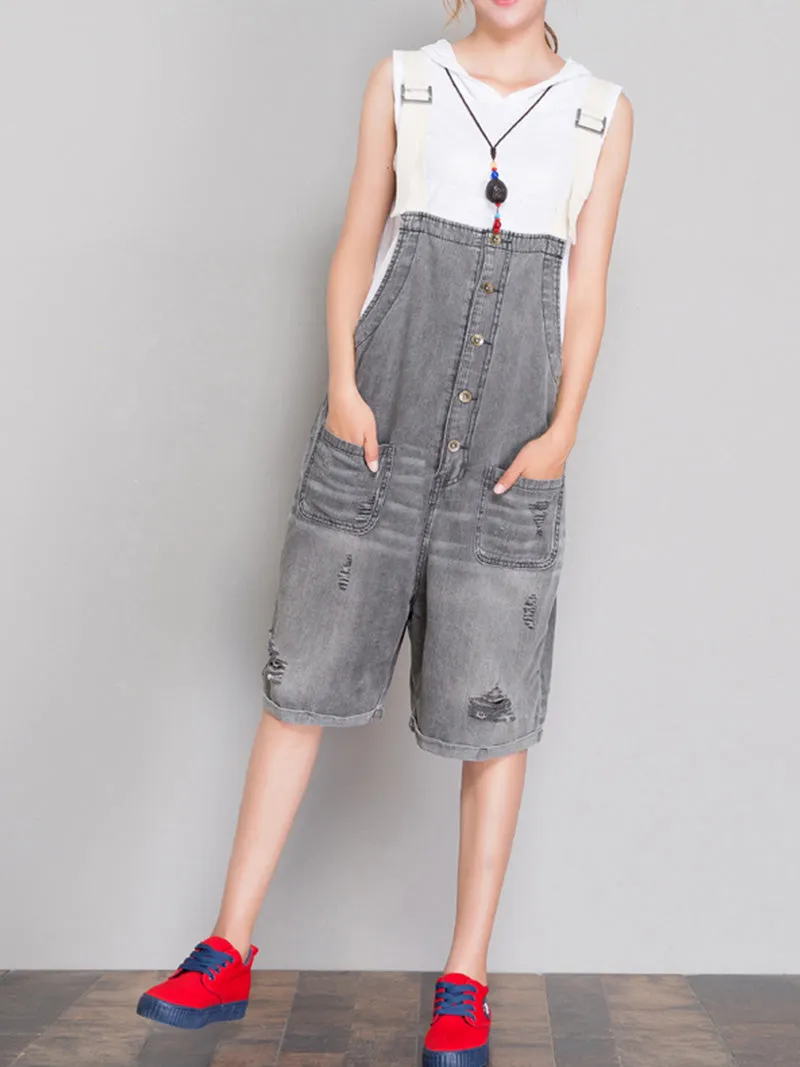 The Meaning Of Simplicity Ripped Romper Overall Dungarees