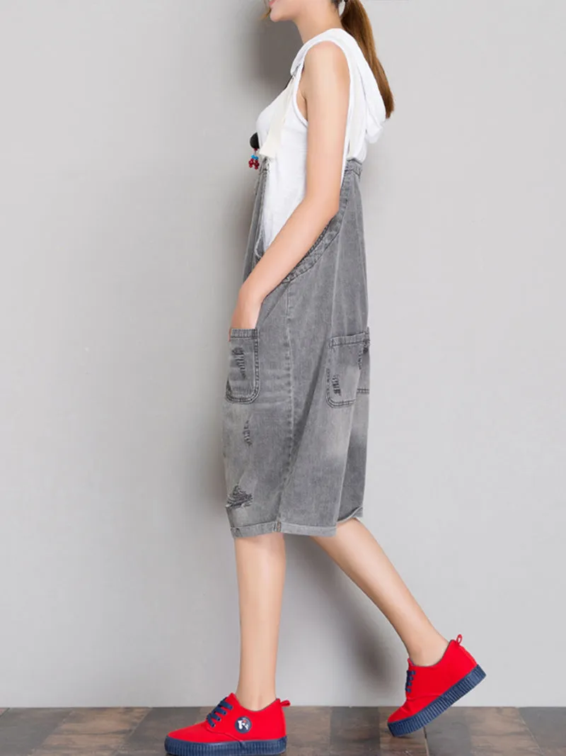 The Meaning Of Simplicity Ripped Romper Overall Dungarees