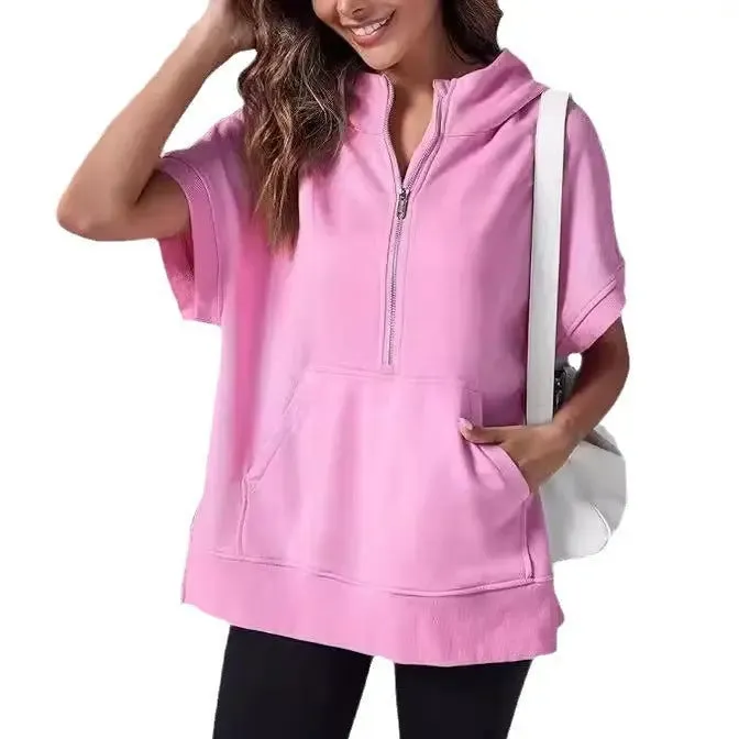 Three-point Short-sleeved Hooded Sweatshirt for Summer