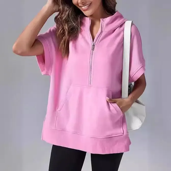 Three-point Short-sleeved Hooded Sweatshirt for Summer