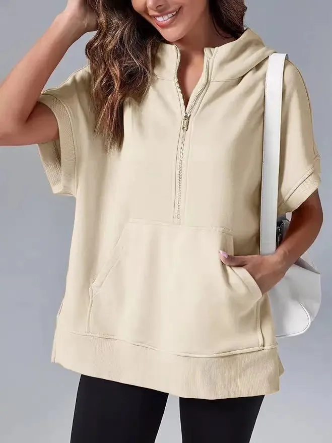 Three-point Short-sleeved Hooded Sweatshirt for Summer