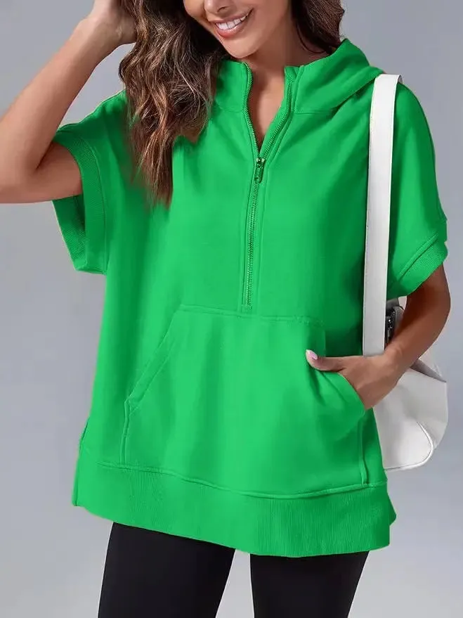 Three-point Short-sleeved Hooded Sweatshirt for Summer