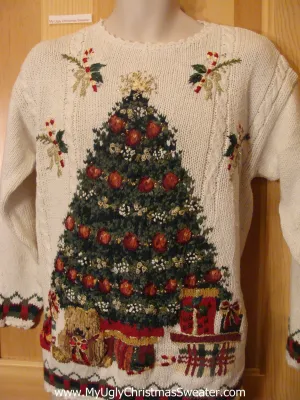 Ugly Christmas Sweater Huge Tree and Bear