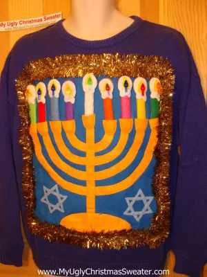 Ugly Christmas Sweater Party Hanukkah Sweater (j99)