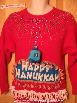 Ugly Christmas Sweater Party Hanukkah Sweater Vintage 80s (j171)