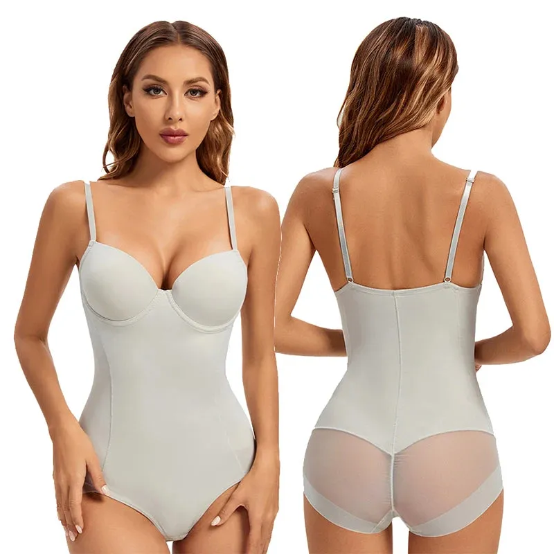 Underwire White Bodysuit Women Shapers Stretch Solid Color Silky Underwear Bodysuits Shapewear