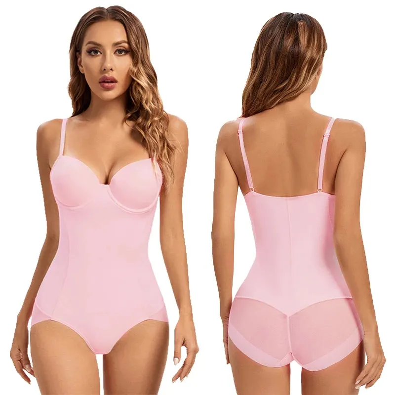 Underwire White Bodysuit Women Shapers Stretch Solid Color Silky Underwear Bodysuits Shapewear