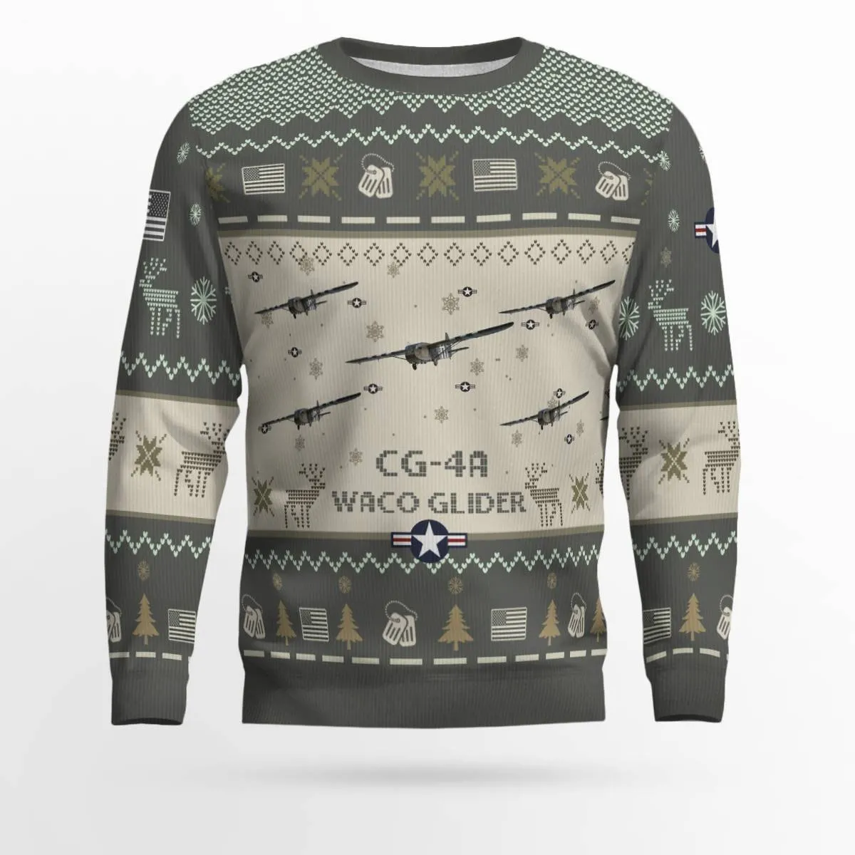 Waco Glider CG-4A CG4A_Aircraft Ugly Sweater, Ugly Sweater Christmas Shirt for Men Dad Veteran