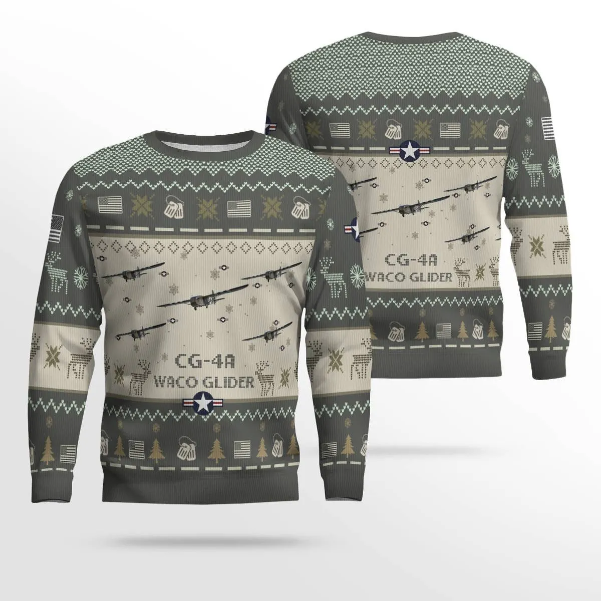 Waco Glider CG-4A CG4A_Aircraft Ugly Sweater, Ugly Sweater Christmas Shirt for Men Dad Veteran