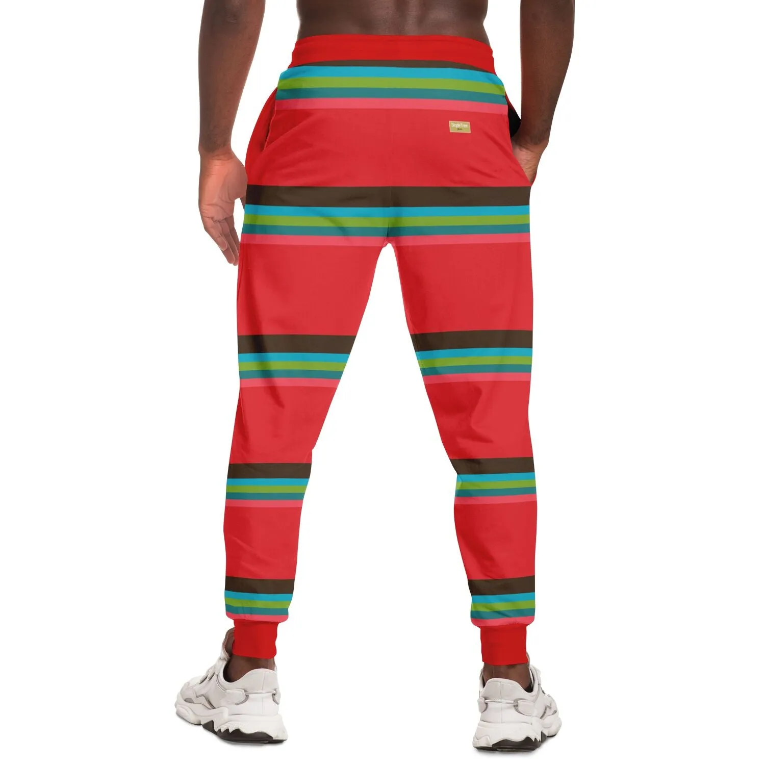 Watermelon Crush Rugby Stripe Eco-Poly Unisex Joggers