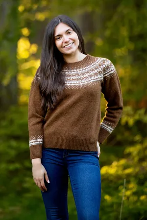 Womens Aviemore Yoke Fair Isle Jumper - brown