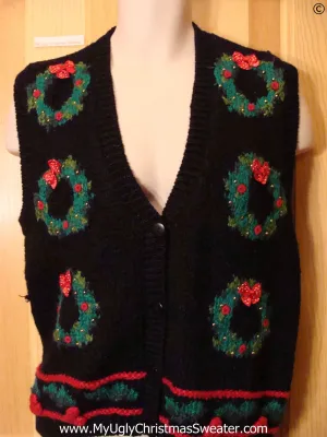 Wreath Themed Cheap Christmas Sweater Vest