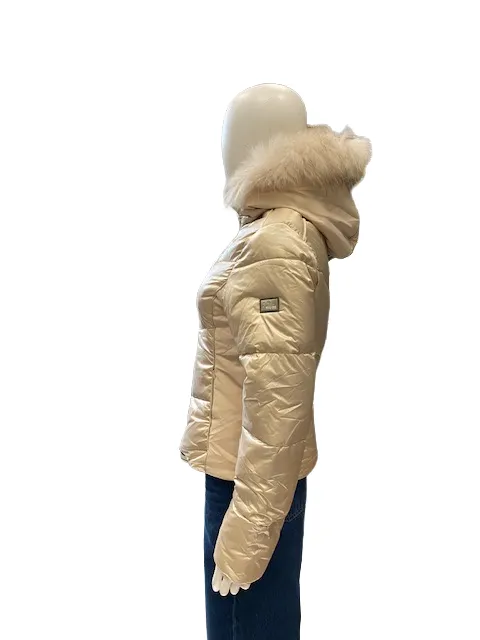 Yes Zee Giubbotto donna trapuntato con gilet staccabile con cappuccio e pelliccia eco J016QV00 0222 beige