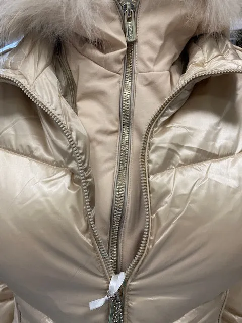 Yes Zee Giubbotto donna trapuntato con gilet staccabile con cappuccio e pelliccia eco J016QV00 0222 beige